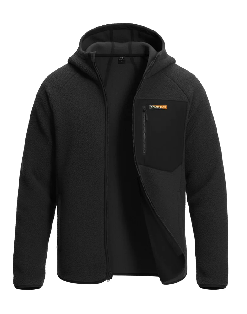 Pioneer Camp Men's Full-Zip Sherpa Hoodie, black