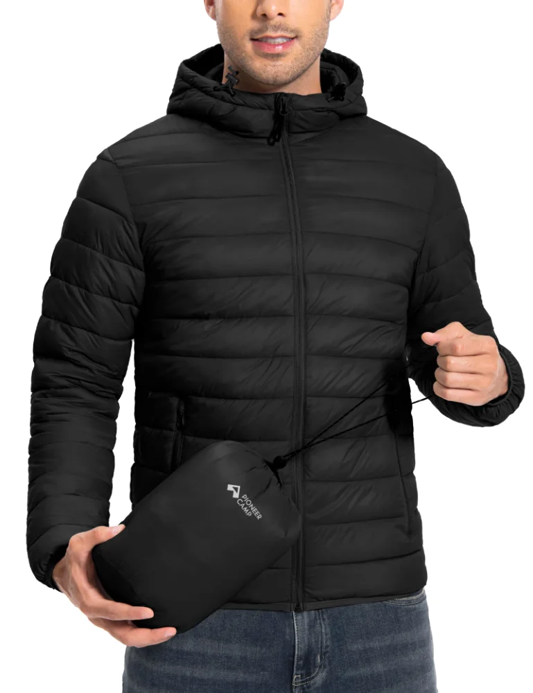 Pioneer Camp Men's Packable Puffer Jacket in Black