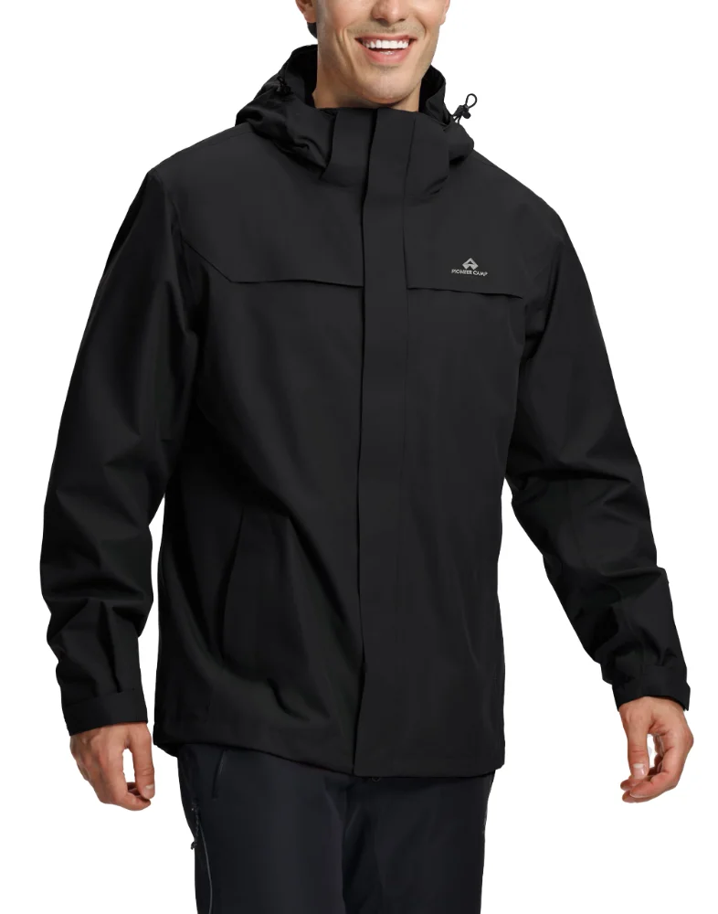 Pioneer Camp Men's Waterproof Rain Jacket in Black