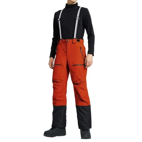 Pioneer Camp Men's Waterproof Snow Bibs in Orange