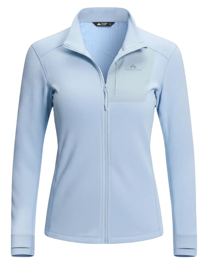 Pioneer Camp Women's Full-Zip Grid Fleece Jacket, icy morn