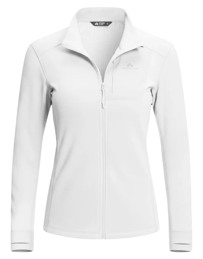 Pioneer Camp Women's Full-Zip Grid Fleece Jacket, light grey
