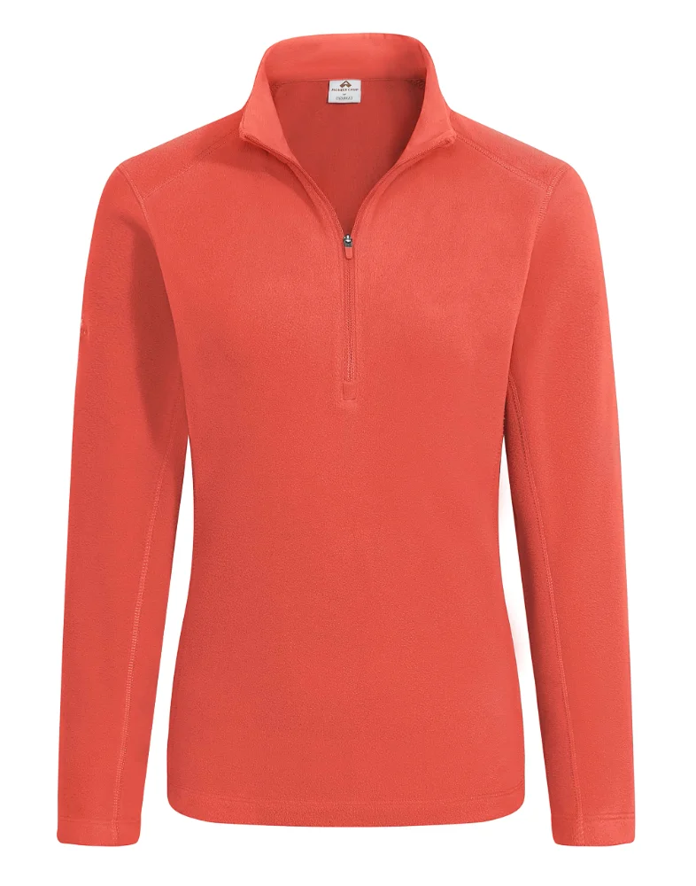Pioneer Camp Women's Polar-Fleece Quarter-Zip Pullover in Spicy Orange, 2XL to 2XL
