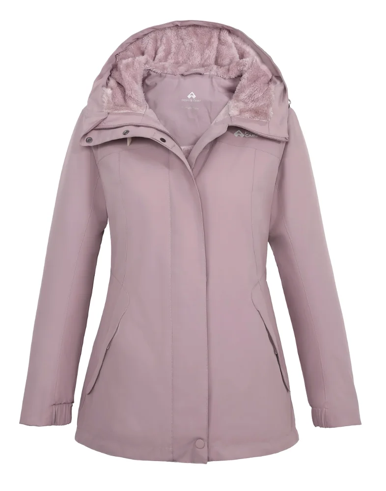Pioneer Camp Women's Water-Resistant Puffer Jacket in Grayish Purple
